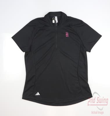 New W/ Logo Womens Adidas Golf Polo Large L Black MSRP $7