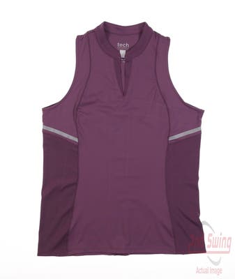 New Womens Lucky In Love Sleeveless Polo Small S Plum MSRP $106