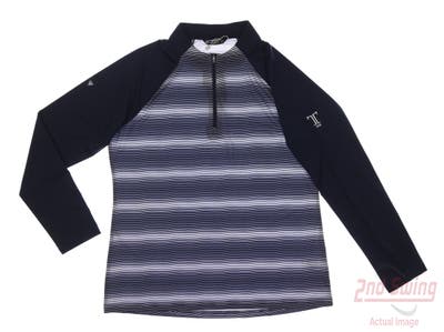 New W/ Logo Womens Level Wear 1/4 Zip Pullover X-Large XL Navy Blue MSRP $70