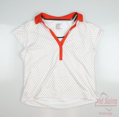 New Womens Lucky In Love Polo Medium M White MSRP $70