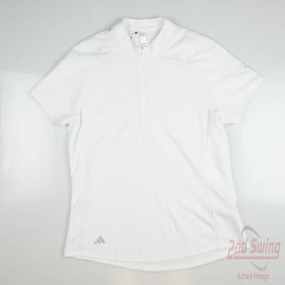 New W/ Logo Womens Adidas Polo Large L White MSRP $70