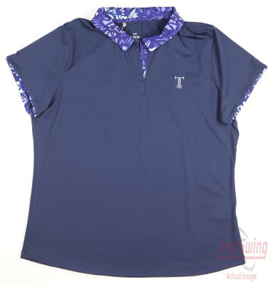 New W/ Logo Womens Under Armour Polo Large L Navy Blue MSRP $70