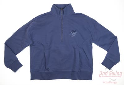New W/ Logo Womens G-Fore Golf 1/4 Zip Pullover Large L Blue MSRP $165