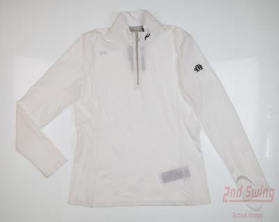 New W/ Logo Womens KJUS 1/4 Zip Pullover Large L White MSRP $100