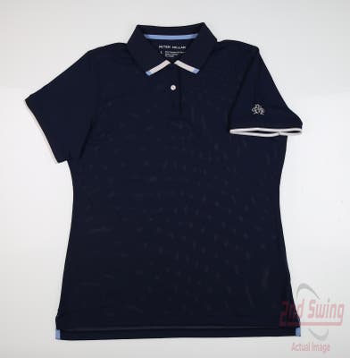 New W/ Logo Womens Peter Millar Polo Large L Navy Blue MSRP $100