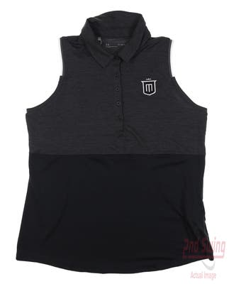 New W/ Logo Womens Under Armour Golf Sleeveless Polo X-Large XL Gray MSRP $55