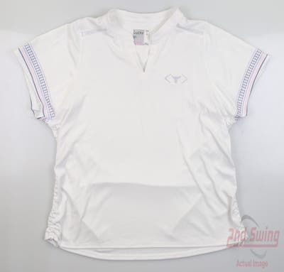New W/ Logo Womens Lucky In Love Golf Polo X-Large XL White MSRP $72