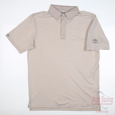 New W/ Logo Mens Straight Down Polo Small S Brown MSRP $100