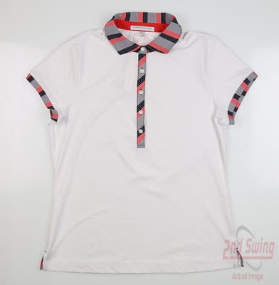 New Womens Fairway & Greene Kitty Polo Large L White MSRP $110