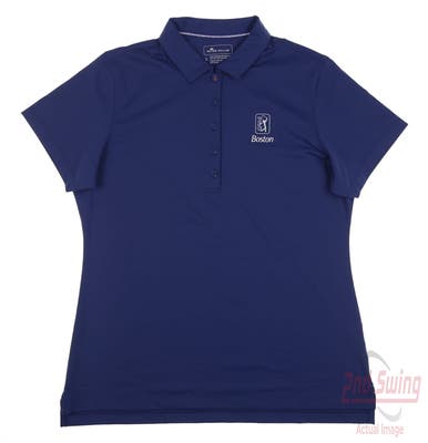 New W/ Logo Womens Peter Millar Polo Large L Blue MSRP $90