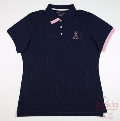 New W/ Logo Womens Peter Millar Polo Large L Blue MSRP $100