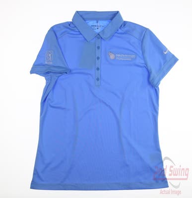 New W/ Logo Womens Nike Polo Large L Blue MSRP $60