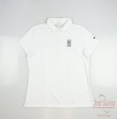 New W/ Logo Womens Nike Polo Large L White MSRP $63
