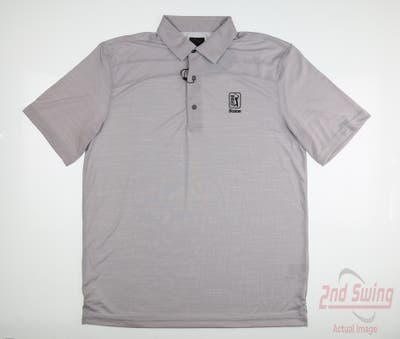 New W/ Logo Mens Greg Norman Polo Large L Gray MSRP $70