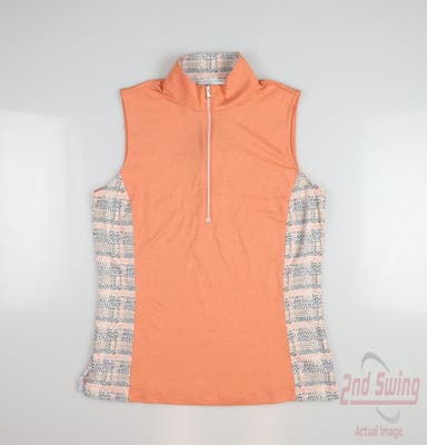 New Womens Fairway & Greene Sleeveless Polo Small S Orange MSRP $80