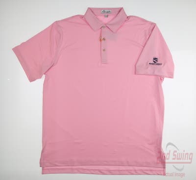 New W/ Logo Mens Peter Millar Polo X-Large XL Pink MSRP $95