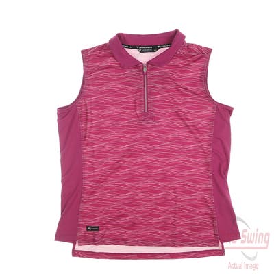 New W/ Logo Womens Level Wear Shore Sleeveless Polo Medium M Pink MSRP $60