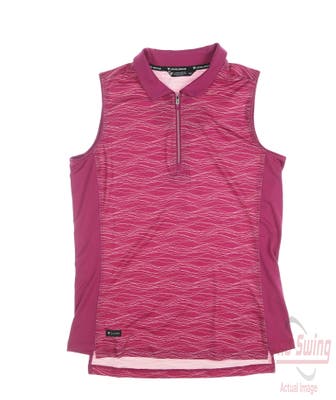 New W/ Logo Womens Level Wear Shore Sleeveless Polo Medium M Pink MSRP $60