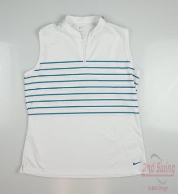 New Womens Nike Golf Sleeveless Polo Medium M White/Green MSRP $60