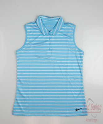 New Womens Nike Golf Sleeveless Polo Medium M Blue MSRP $60
