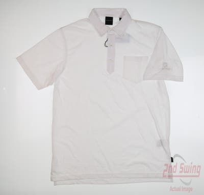 New W/ Logo Mens Dunning Polo Small S White MSRP $80