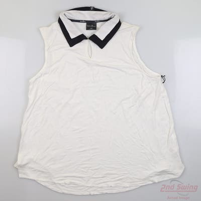New Womens Belyn Key Keyhole Sleeveless Polo Medium M White MSRP $100