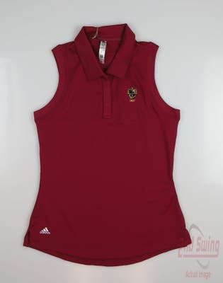 New W/ Logo Womens Adidas Golf Sleeveless Polo X-Small XS Red MSRP $65