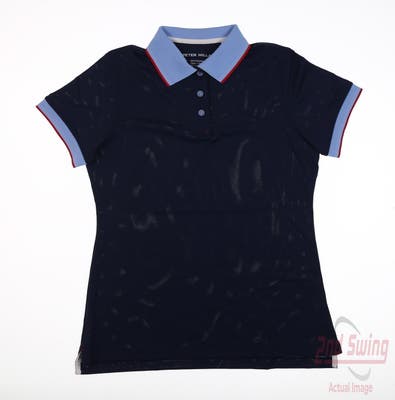 New Womens Peter Millar Polo Large L Navy Blue MSRP $106