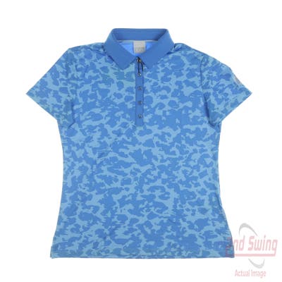 New W/ Logo Womens Dunning Golf Polo Small S Blue MSRP $95