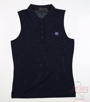 New W/ Logo Womens G-Fore Golf Sleeveless Polo Medium M Navy Blue MSRP $110