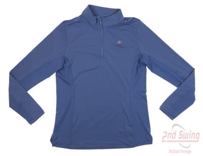 New W/ Logo Womens Peter Millar 1/4 Zip Pullover Medium M Blue MSRP $105