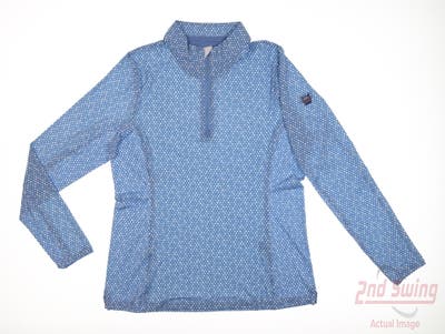 New W/ Logo Womens Peter Millar 1/4 Zip Pullover Small S Blue MSRP $105