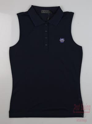 New W/ Logo Womens G-Fore Sleeveless Polo X-Small XS Navy Blue MSRP $115
