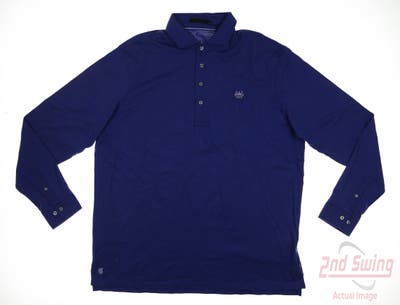 New W/ Logo Mens Greyson Long Sleeve Polo X-Large XL Blue MSRP $115