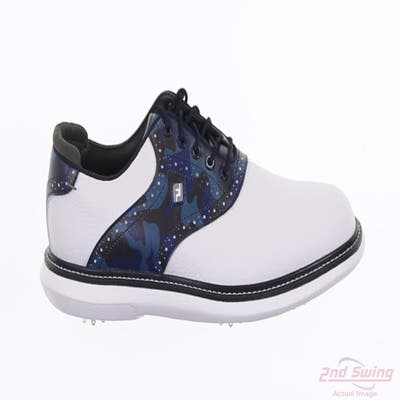 New Mens Golf Shoe Footjoy Traditions Saddle Medium 8.5 White/Blue MSRP $140 57945