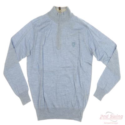 New W/ Logo Mens Peter Millar 1/4 Zip Sweater Small S Blue MSRP $182