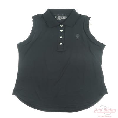 New W/ Logo Womens Peter Millar Sleeveless Polo Medium M Black MSRP $110