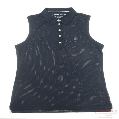 New W/ Logo Womens Peter Millar Sleeveless Polo Large L Navy Blue MSRP $110