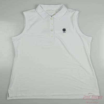 New W/ Logo Womens Peter Millar Sleeveless Polo Large L White MSRP $99