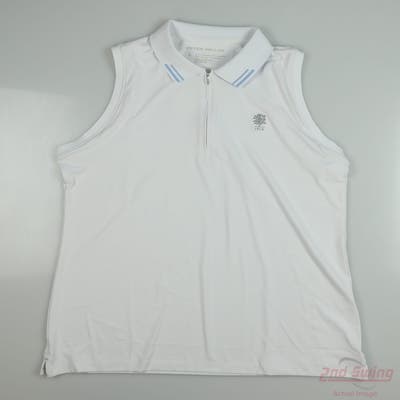 New W/ Logo Womens Peter Millar Sleeveless Polo Large L White MSRP $110