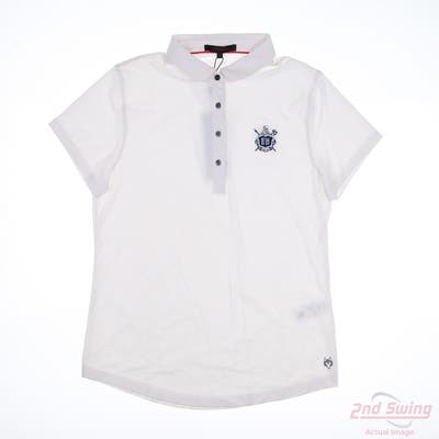 New W/ Logo Womens Greyson Polo Large L White MSRP $100