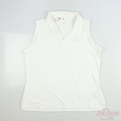 New Womens Adidas Sleeveless Polo Medium M White MSRP $62