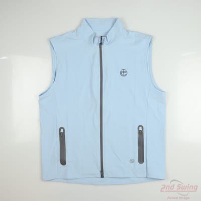 New W/ Logo Stitch Mens Golf Vest Full Zip Medium M Blue Solid MSRP $185