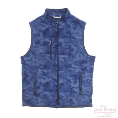 New Peter Millar Mens Golf Vest Full Zip X-Large XL Blue Camo MSRP $199