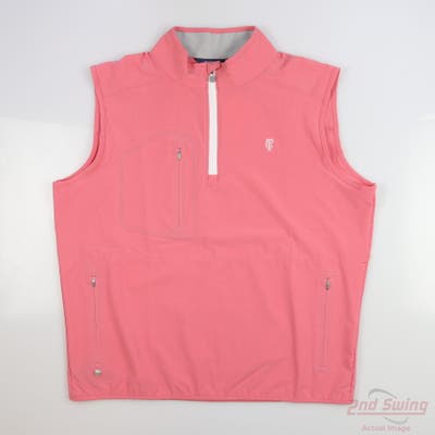 New W/ Logo Peter Millar Mens Golf Vest 1/4 Zip Pullover X-Large XL Salmon Solid MSRP $200