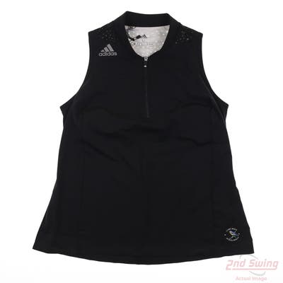 New W/ Logo Womens Adidas Sleeveless Polo Medium M Black MSRP $70
