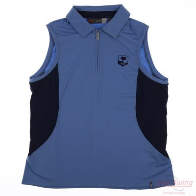 New W/ Logo Womens KJUS Sleeveless Polo Medium M Blue MSRP $130