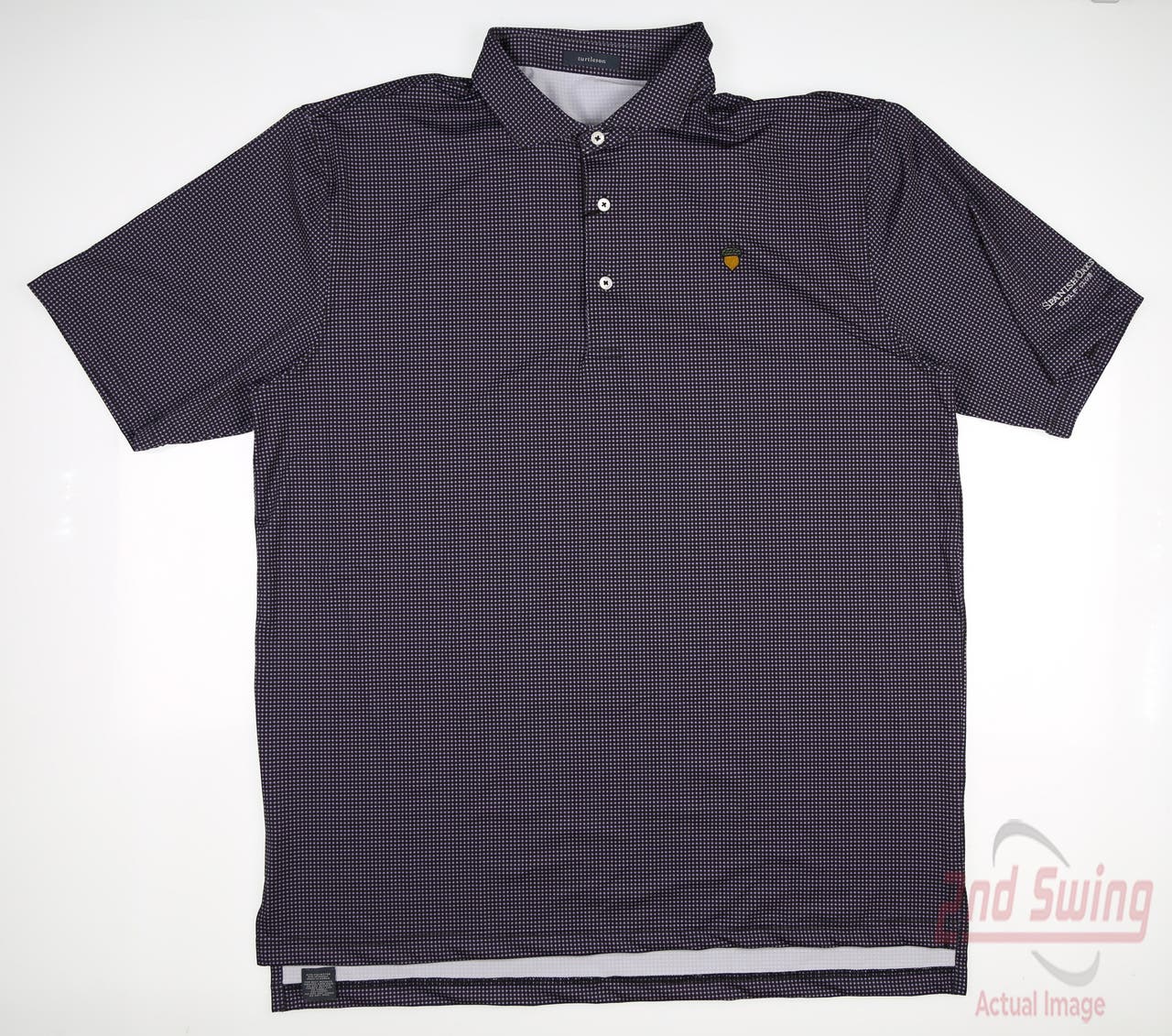 New W/ Logo Mens Turtleson Kings Houndstooth Performance Polo X-Large XL Purple MSRP $99 MS21K06-BLGR