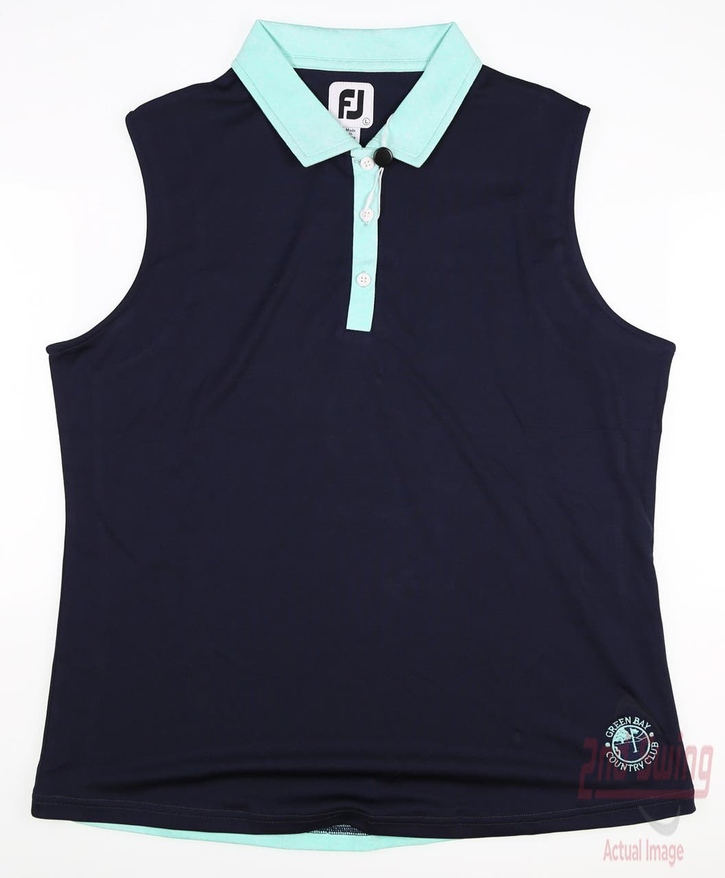 New W/ Logo Womens Footjoy Golf Sleeveless Polo Large L Navy Blue MSRP $75 27923