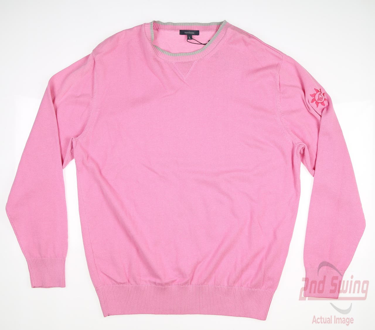 New W/ Logo Mens Turtleson Blount Crewneck Sweater Large L Pink MSRP $185 MF20S03-ORCH